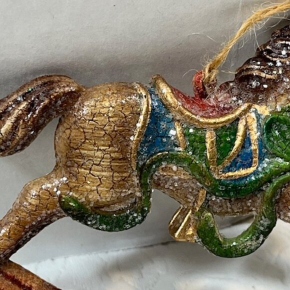 Glitter Rocking Horse Hanging Christmas Tree Ornament 5"x3" - Picture 5 of 11